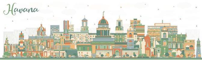 Havana Cuba City Skyline with Color Buildings. vector