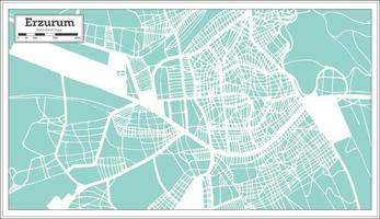 mapa de la ciudad de erzurum turquía en estilo retro. esquema del mapa. vector