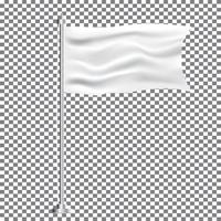 White Textile Waving Empty Flag on Transparent Background. vector