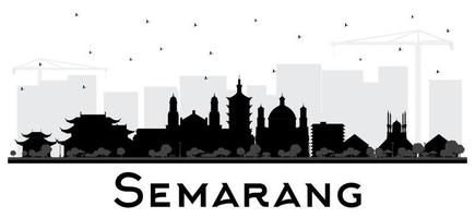 Semarang Indonesia City Skyline Silhouette with Black Buildings Isolated on White. vector