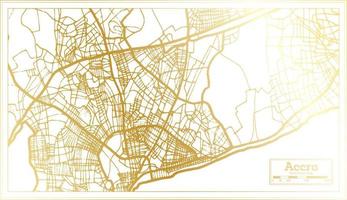 mapa de la ciudad de accra ghana en estilo retro en color dorado. esquema del mapa. vector