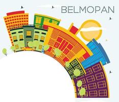 Belmopan Belize City Skyline with Color Buildings, Blue Sky and Copy Space. vector