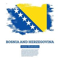 Bosnia and Herzegovina Flag with Brush Strokes. Independence Day. vector