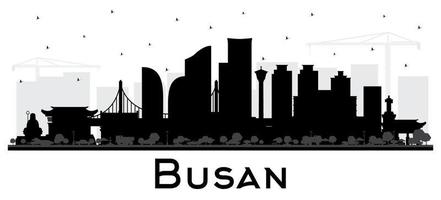 Busan South Korea City Skyline Silhouette with Black Buildings Isolated on White. vector