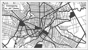 mapa de la ciudad de camaguey cuba en color blanco y negro en estilo retro. esquema del mapa. vector