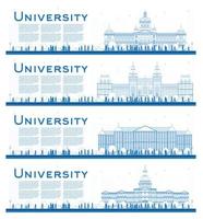 Outline Set of University Campus Study Banners. vector