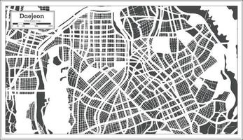 Daejeon South Korea City Map in Retro Style. Outline Map. vector