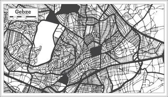 mapa de la ciudad de gebze turquía en color blanco y negro en estilo retro. esquema del mapa. vector