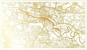 mapa de la ciudad de glasgow escocia en estilo retro en color dorado. esquema del mapa. vector