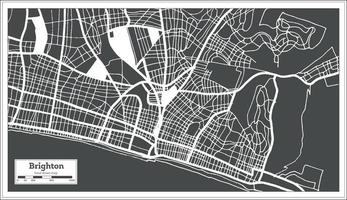 mapa de la ciudad de gran bretaña de brighton en color blanco y negro en estilo retro. esquema del mapa. vector