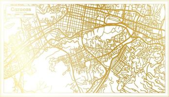 Caracas Venezuela City Map in Retro Style in Golden Color. Outline Map. vector