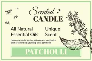 Scented candle, patchouli all natural smell banner vector