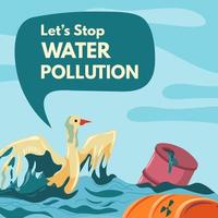 detengamos la contaminación del agua, salvemos océanos y mares vector