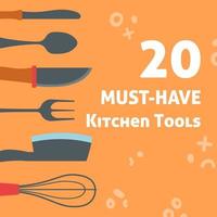 Must have kitchen tools for cooking and preparing vector