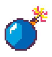 Pixelated exploding bomb, weapons for arcades vector