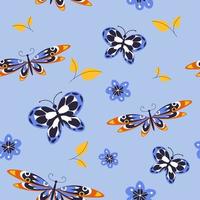 Flying butterflies and falling leaves pattern vector