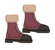 Winter shoes with leather and fur, warm clothes vector