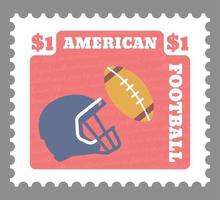 American football, postmark with helmet and ball vector