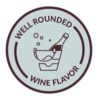 sabor de vino bien redondeado, emblema para paquetes vector