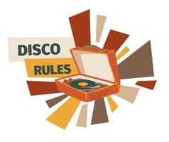 reglas disco, vector de dispositivo de reproductor de discos de vinilo antiguo