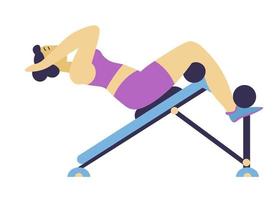 Woman doing exercises in gym, sports training vector