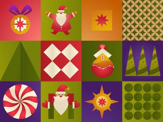 Xmas and New Year celebration holidays prints