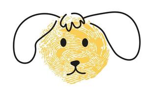 Thumbprint drawing of dog character muzzle vector