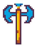 Pixelated ax for knight or fighter in arcade game vector