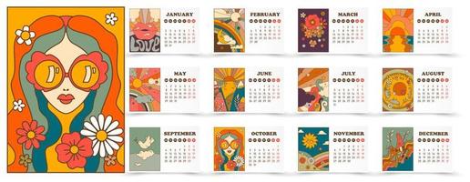 Stylish calendar with unique prints cartoon design vector