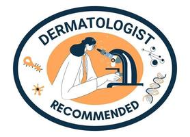 Dermatologist recommended, label or banner vector