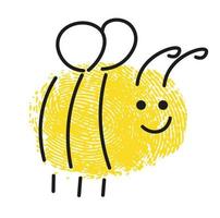 Thumbprint drawing of flying honeybee animals vector