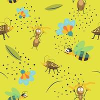 insectos divertidos, hormigas y escarabajos, patrón de abejas vector