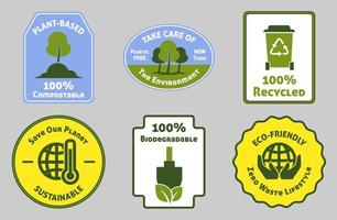 Sticker set design for natural eco friendly product vector