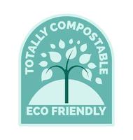 producto ecológico totalmente compostable, etiqueta vector