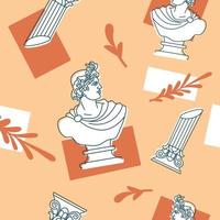 Ancient statues, Greek or Roman culture pattern vector