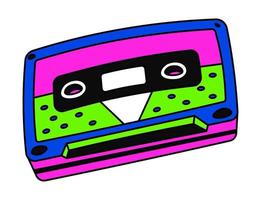 Retro 1990s cassette, music tape old-school item vector