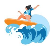 Surfing woman summer activity and sports vector