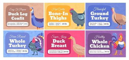 Packaging design set for bird meat product vector