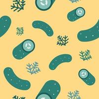 Cucumbers and dill, vegetables and herbs pattern vector