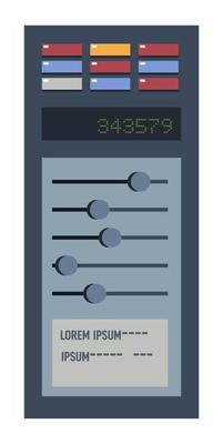Panel with display and buttons, indicators vector
