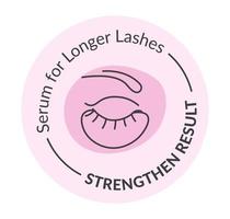 Serum for longer lashes, strengthen result label vector