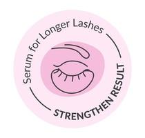 Serum for longer lashes, strengthen result label vector