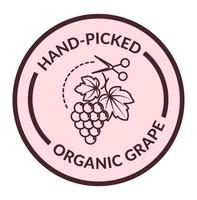 Hand picked organic grape, label for products vector