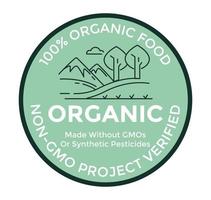 proyecto no gmo verificado, etiquetas de alimentos orgánicos vector