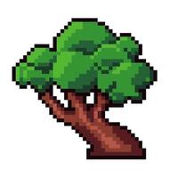 Pixelated tree with wide trunk, game settings vector