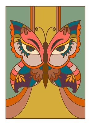 Abstract butterfly, optical illusion of human face