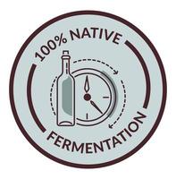 Native fermentation, wine production label sticker vector