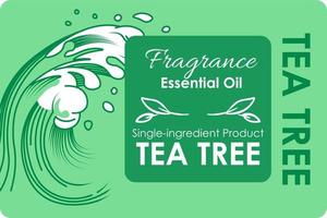 Tea tree fragrance, essential oil label or sticker vector