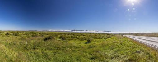 Panoramic picture of Snaefellsjoekull volcano area on Snaefells peninsula on Iceland in summer photo