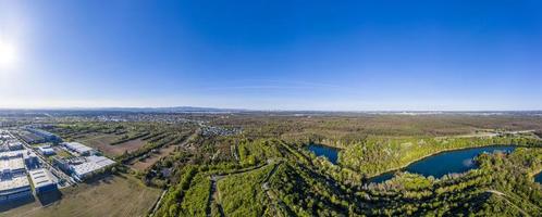 Panoramic aerial picture of local recreation area Oberwaldberg close to the city of Moerfelden-Walldorf near Frankfurt am Main photo